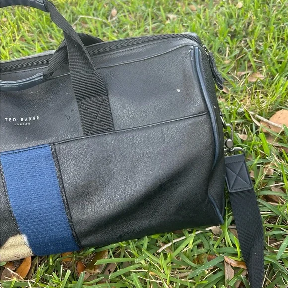 Ted Baker Black Duffel Bag with Blue Stripe - Picture 3 of 8